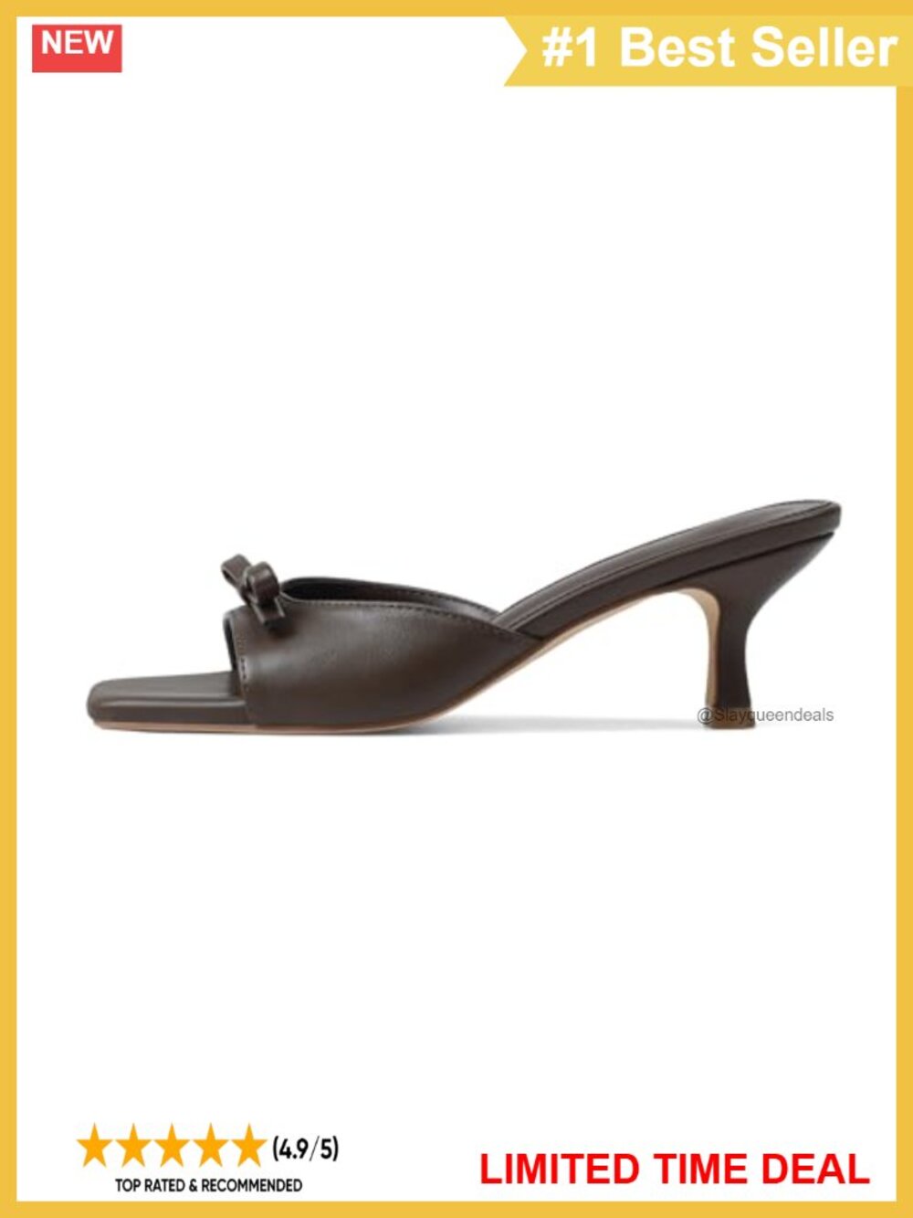 Kitten Heel Open Toe Mules with Bow Detail